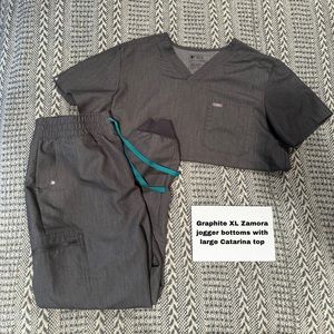 Figs Graphite XL Zamora jogger bottoms with large Catarina top